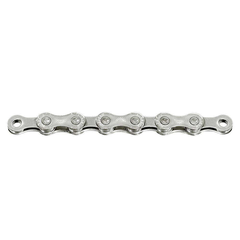 SunRace CN10A bike chain showing metal links and durable construction for smooth, efficient drivetrain performance.