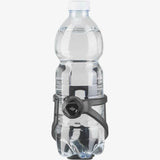 Black Elite Struka Microadjust adjustable bike bottle cage mounted on a bicycle frame. Durable cycling accessories for secure hydration.