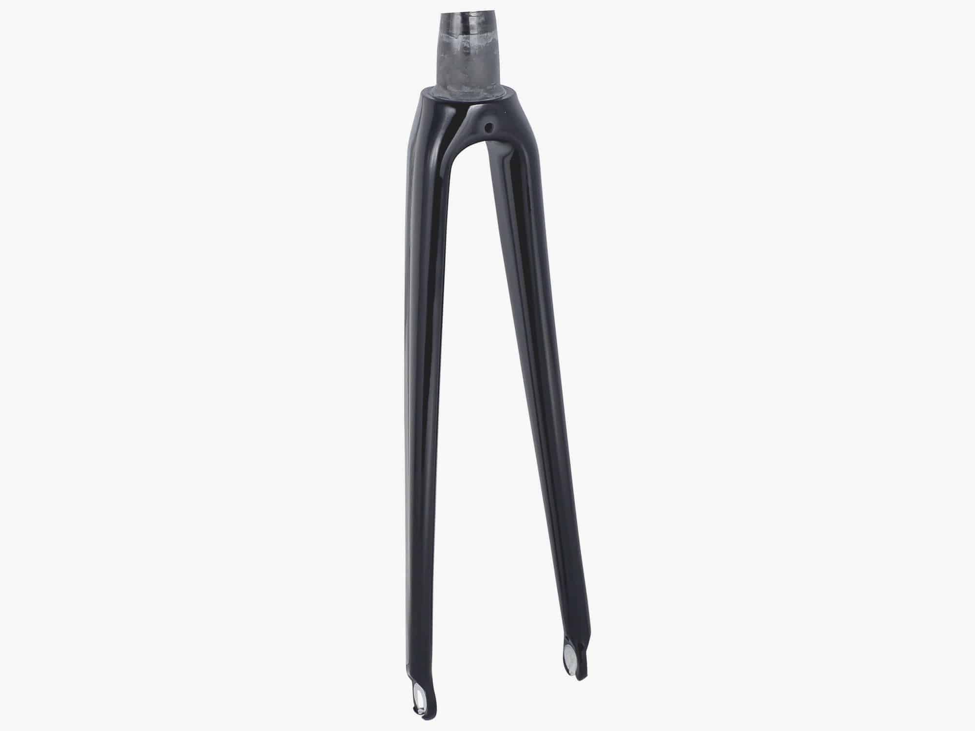 Trek 2012 Madone carbon road bike forks with 700C wheels, designed for precision steering and high-performance cycling components.