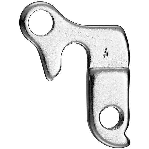 M Part gear hanger for bikes, durable replacement component shown in black with mounting holes, compatible with various bike brands.