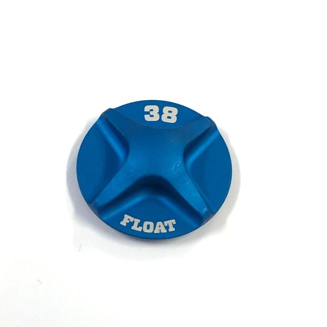 Set of 10 Fox 38 FLOAT Air Topcap AI 2021 blue replacement components for mountain bike suspension forks.