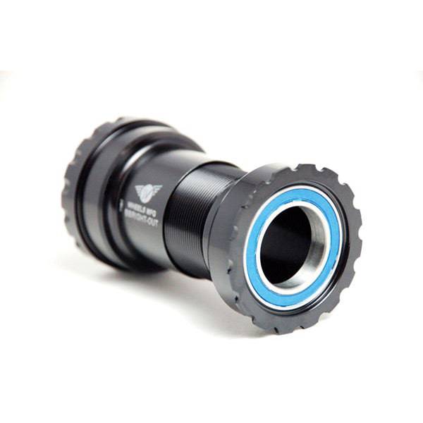 Wheels Manufacturing BBright outboard bottom bracket with serviceable Enduro bearings for 24/22mm cranksets, shown installed in bike frame