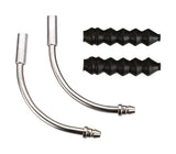 BBB BCB-91 VeePipe V-brake noodle pair with rubber covers for bike brake components, shown in black on a white background.