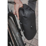 Topeak QR Fork Drybag 5.8L black waterproof TPU bikepacking accessory mounted on a bike fork.