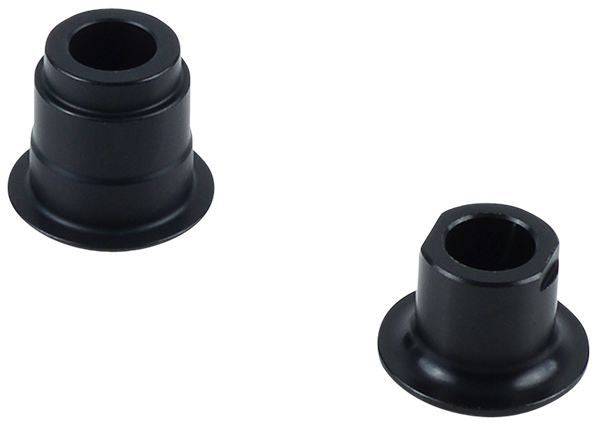 Black Bontrager Comp End Cap for 142/148mm hubs, compatible with Race, Rhythm, and Affinity Comp bike hubs.