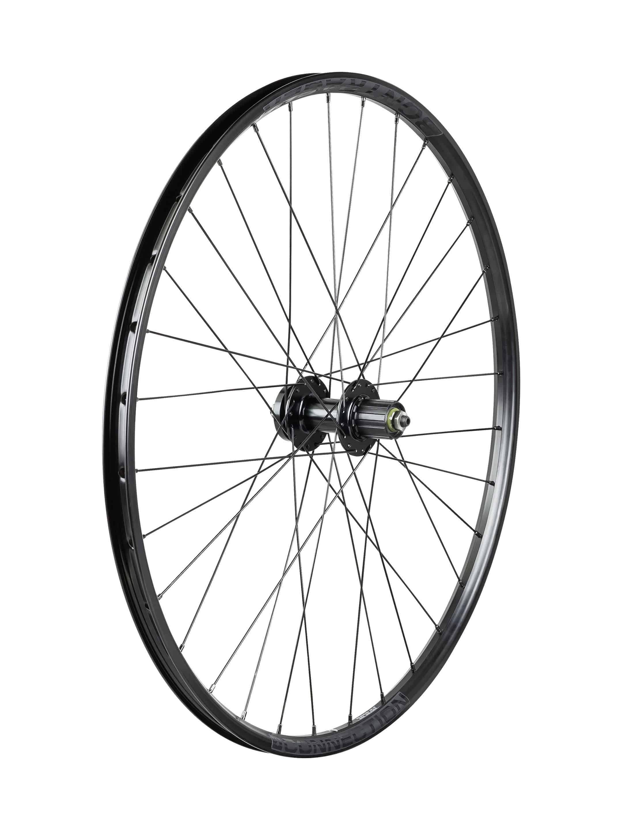 Bontrager Connection 27.5-inch rear wheel with 6-bolt disc brake mount and Shimano HG 7-speed cassette, black bicycle component