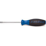 Park Tool SW-18 5.5mm hex socket spoke wrench for internal aero rim nipples, shown in a workshop setting.