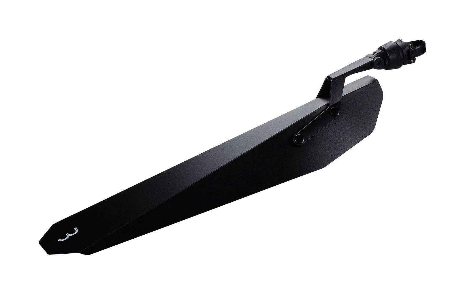 BBB BFD-35R FatFender rear mudguard for fatbikes with RingFix quick release, shown attached to a fatbike wheel.