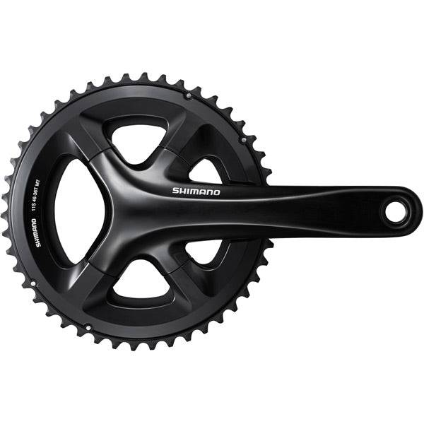Shimano FC-RS510 double road chainset with 46/36T chainrings and 172.5mm crank arms for road bike components.