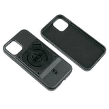 SKS Compit cover for iPhone 12 Mini with secure mounting system, showcase of black protective accessory on phone