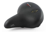 Bioflex onGEL unisex black bike saddle with shock absorption and easy clip compatibility, designed for comfortable cycling.
