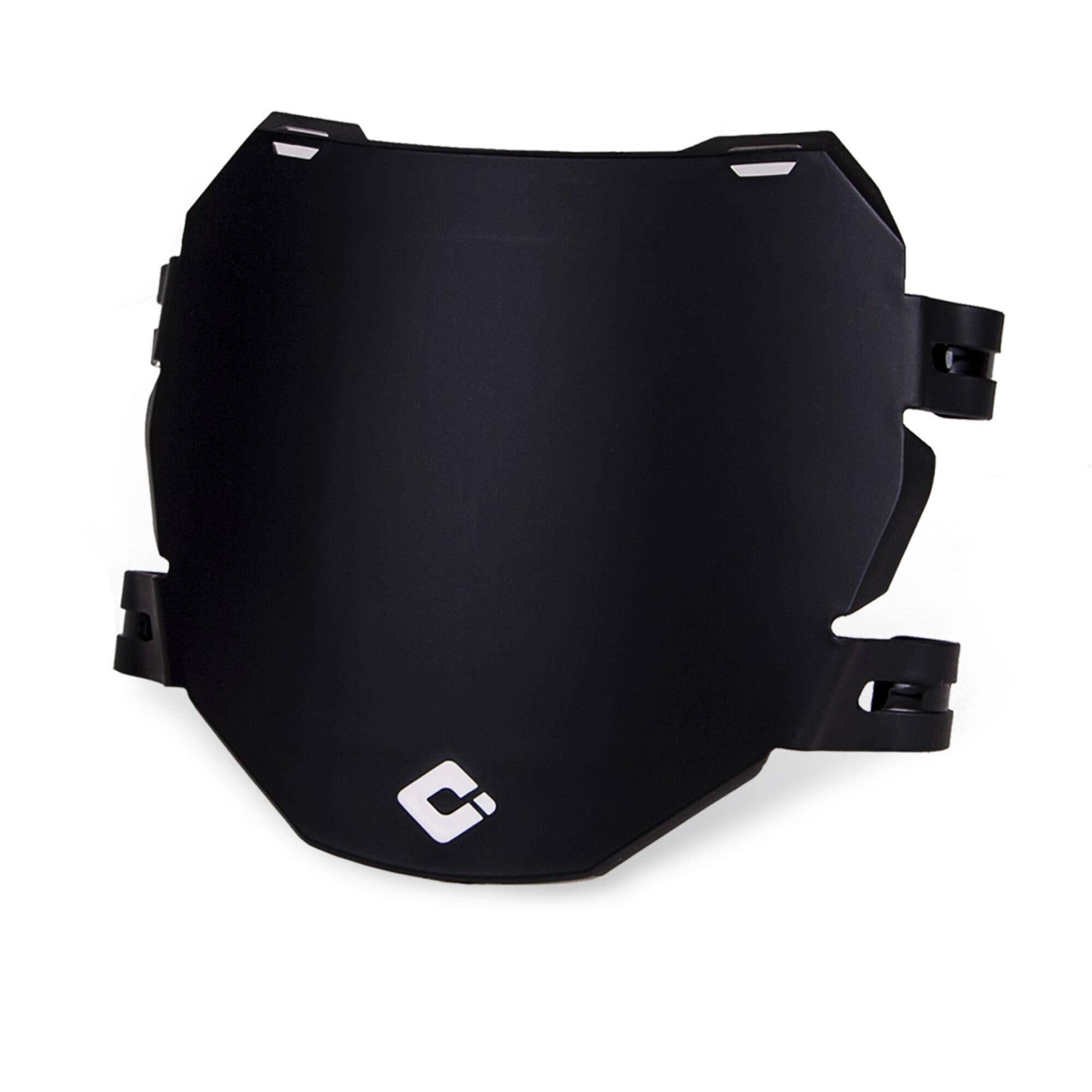 ODI downhill MTB frame protection and DH number plate with stickers, durable accessories for mountain bike protection.