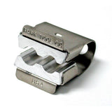 Park Tool AV-1 axle vice securely holds bike axles in a workshop bench vice for maintenance and repair tasks.
