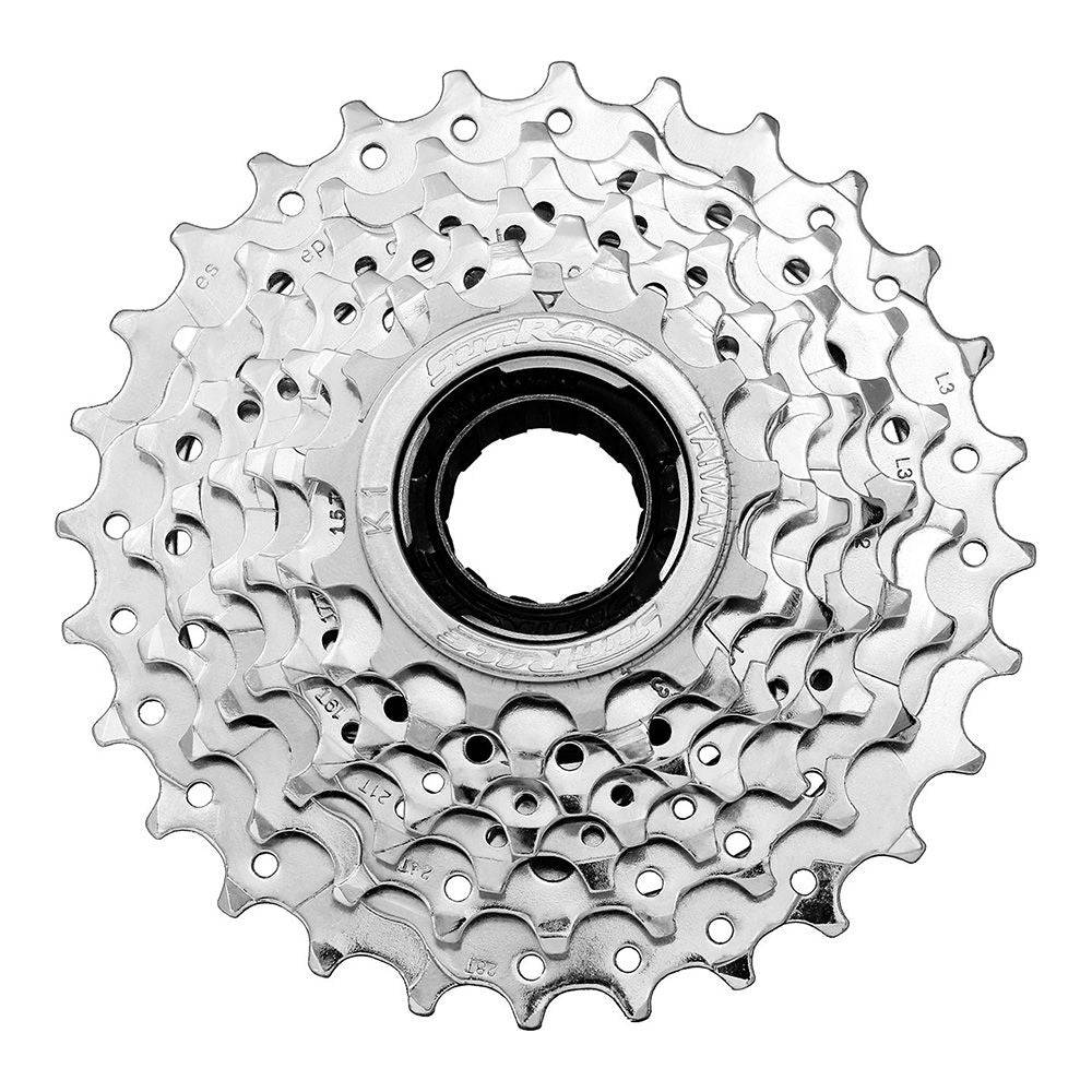 SunRace MFM30 7-speed freewheel with chrome plated sprocket for smooth shifting on bicycle components.