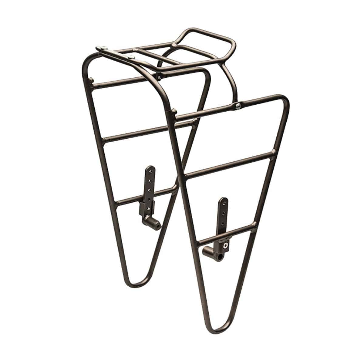 Blackburn Outpost Front Rack 2018 titanium bikepacking accessory with removable top shelf mounted on a bike.