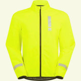 Reflective waterproof cycling jacket for men by HUMP, with wind protection and high visibility features.