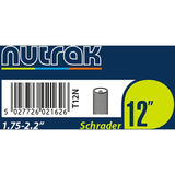 Nutrak 12-inch Schrader valve inner tube for bicycle wheels, compatible with 1.75-2.125 inch tires, shown in the image.