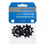 Shimano Dura-Ace RD-R9100/R9150 rear derailleur pulley set with sealed bearings for high-performance bike components.