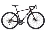 Giant Contend AR 2 2024 road bike with Shimano Tiagra disc brakes, unisex XL frame, black and red design, ready for riding.
