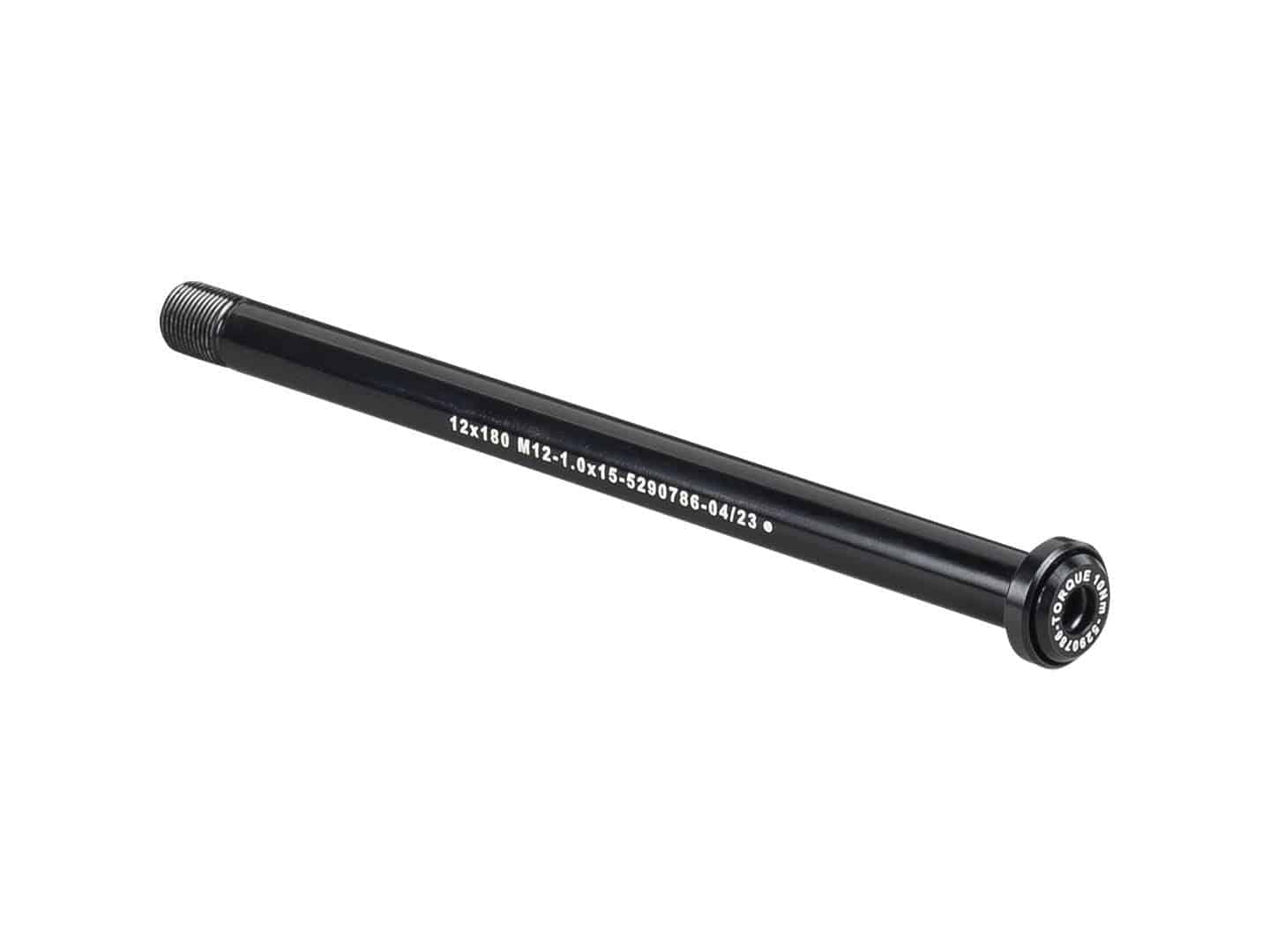 Bontrager Switch Lever rear thru-axle in black, 180mm length, compatible with 6mm hex key, bicycle component for secure wheel attachment