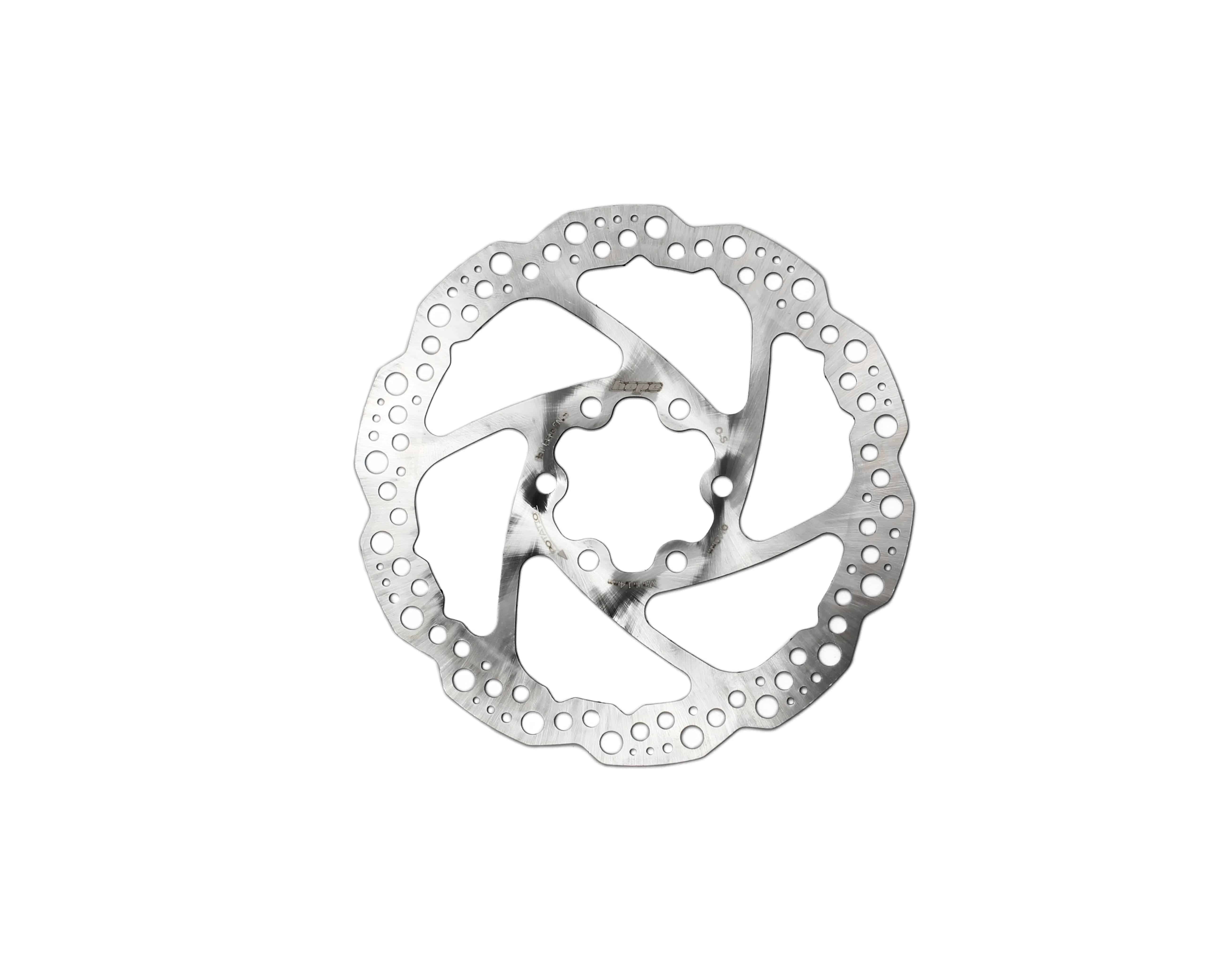 Hope Universal Standard 6 Bolt Disc Brake Rotor showing silver metal rotor with six bolt holes, designed for bike brake systems.