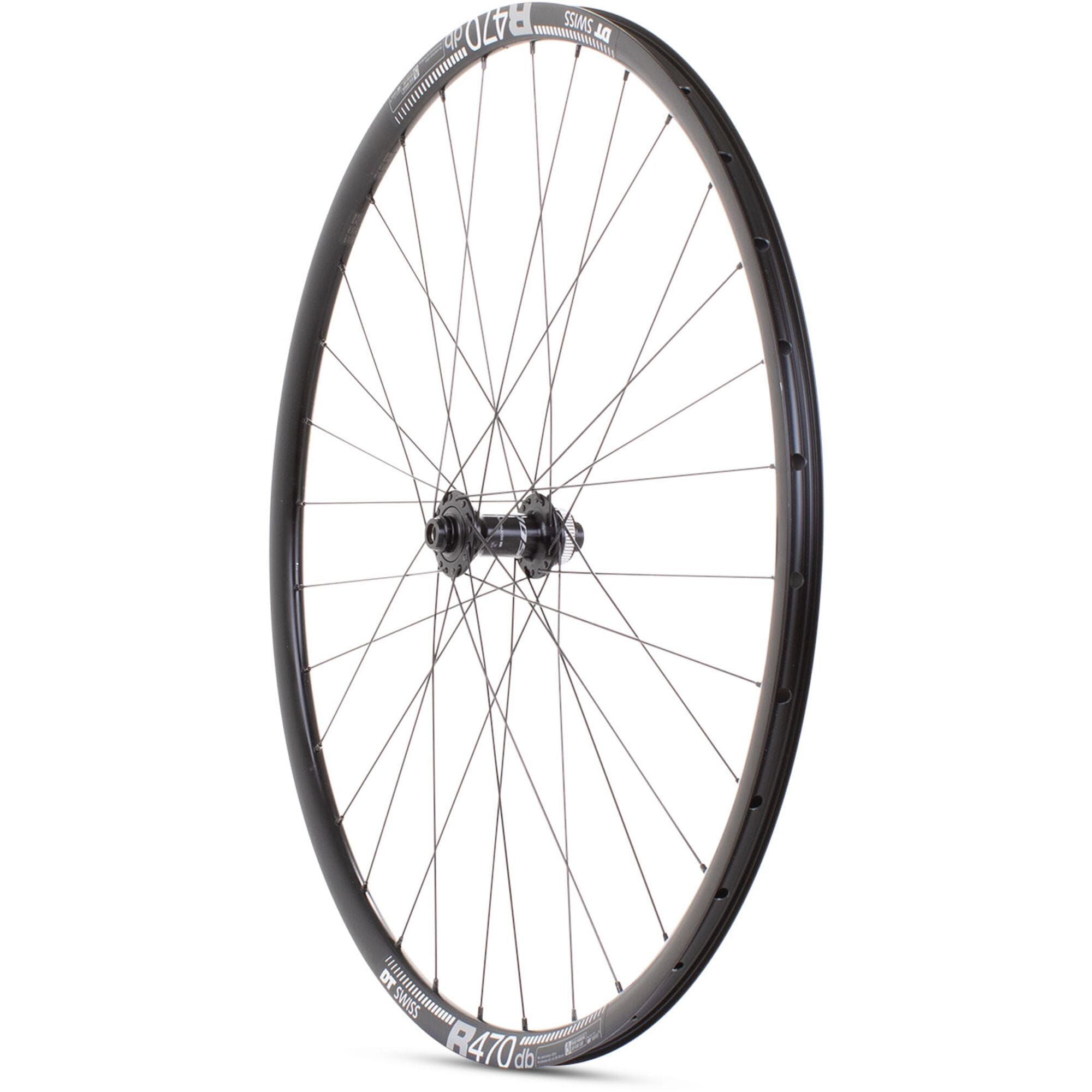 M Part Wheels Shimano 105 road front disc wheel with CL hub, 100x12mm axle, DT R 470 rim, black, 700c size for cycling.