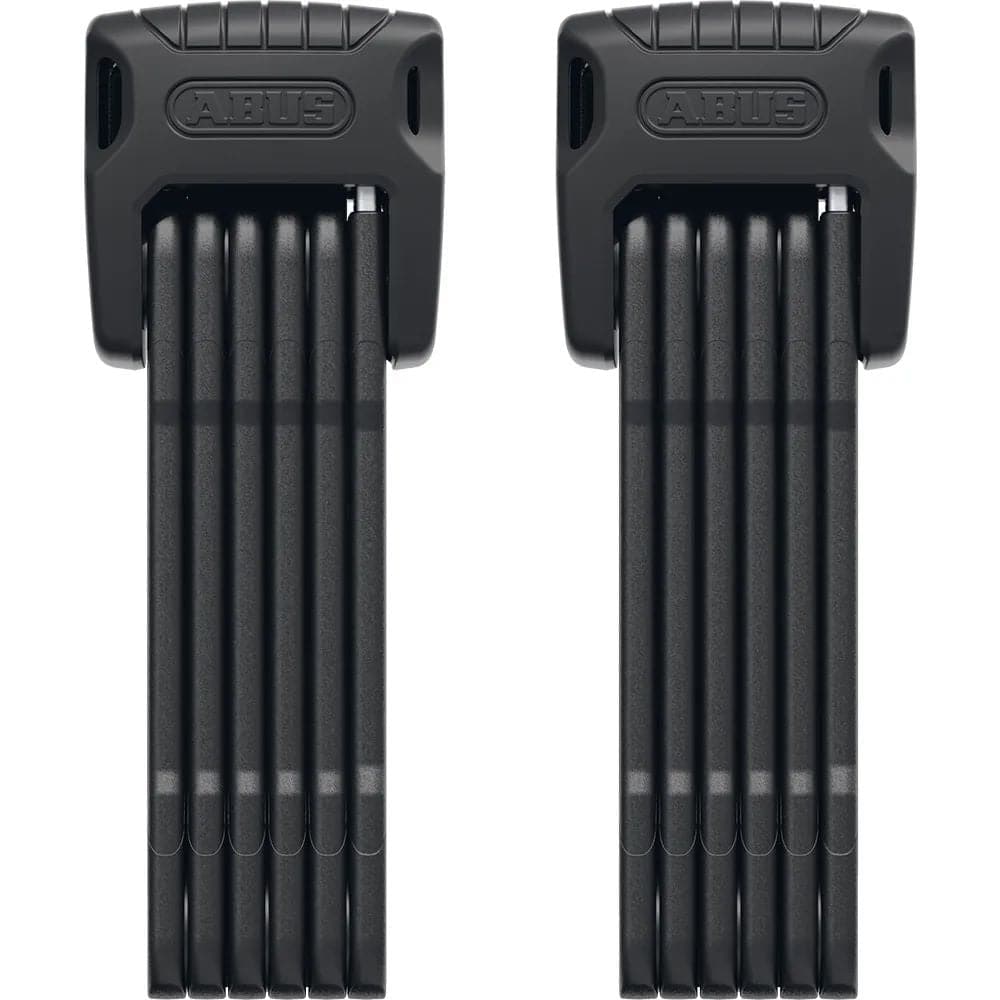 ABUS Foldable Bordo 6500K/90 BK SH Granit Twinset bike lock with XPlus security, shown in black, folded and ready for use.