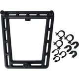 Basil MIK SIDE Studs Frame Adaptor for bike carrier bags, showing its mounting hardware on a black frame.