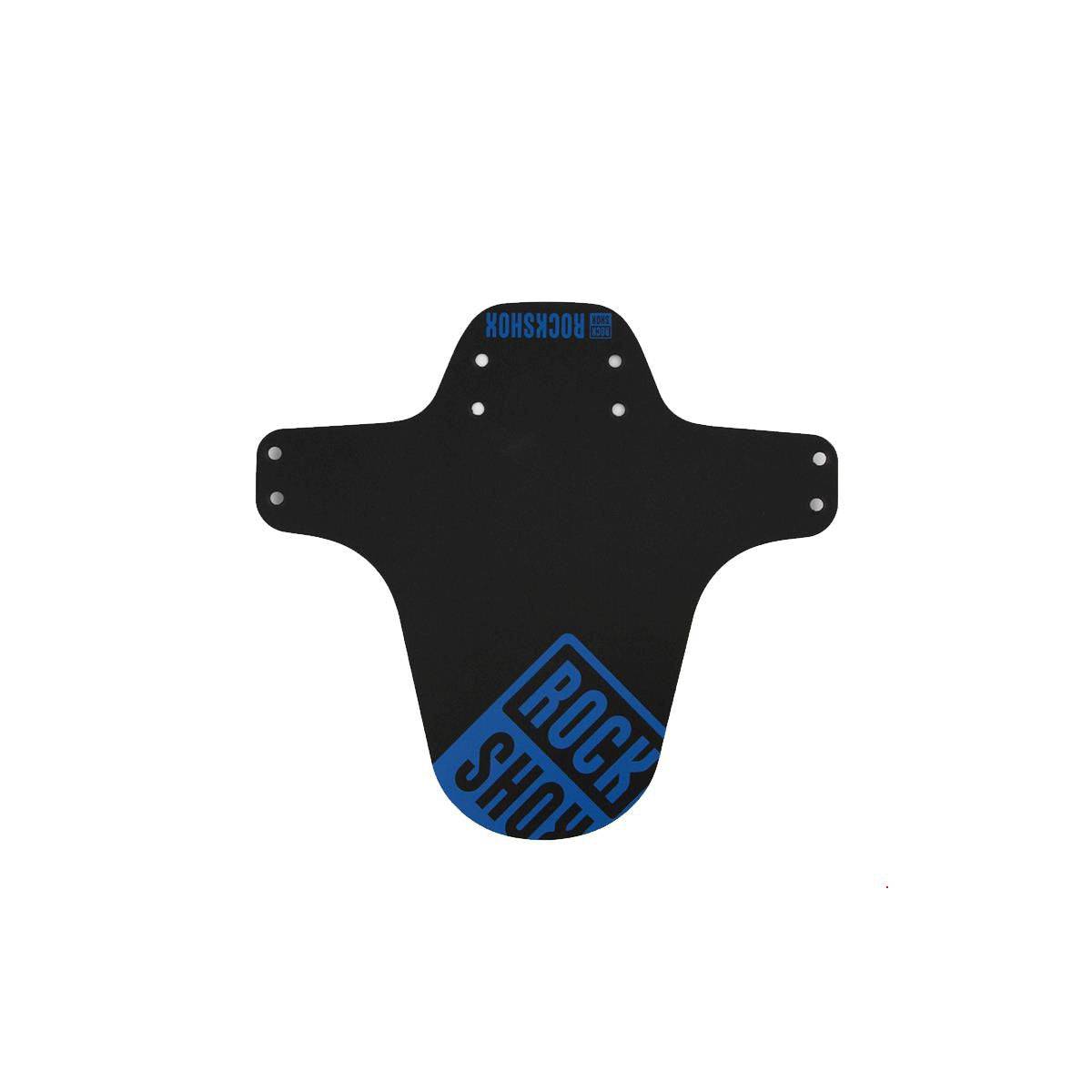 Black gloss RockShox MTB fender with blue print, designed for SID Ultimate fork, providing protection and mud coverage.
