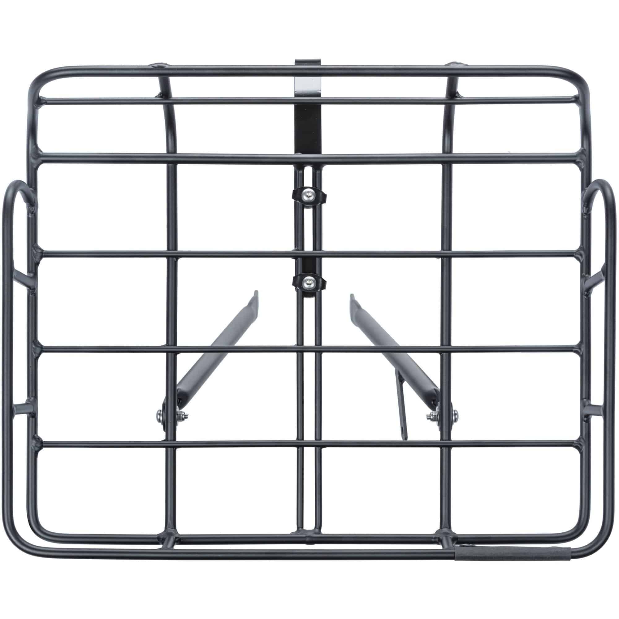Basil Portland matte black vintage style bike rack for 26-28 inch wheels, front carrier accessory for bicycles.