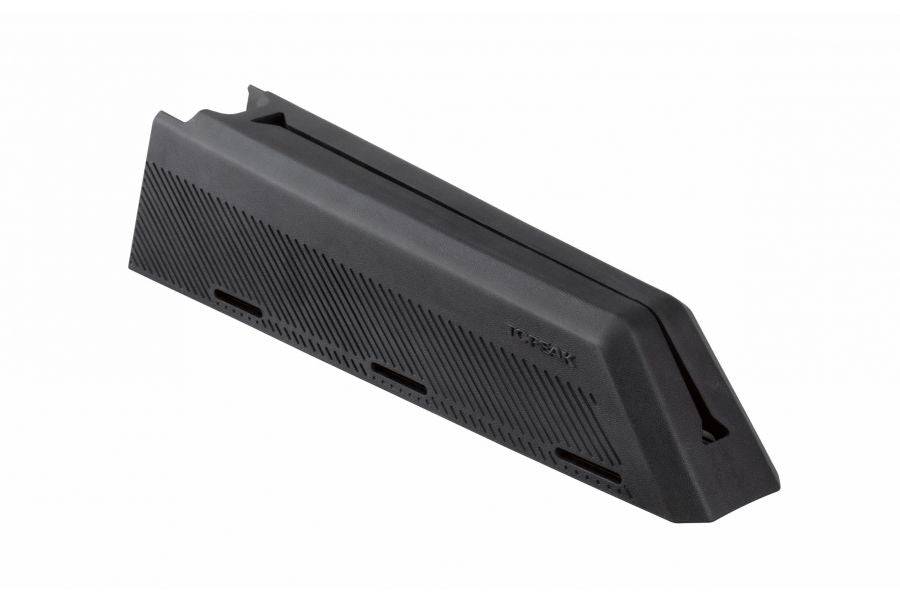 Topeak Fastfuel Tribox black top tube bike storage box with cycling essentials, mounted on a bike top tube.