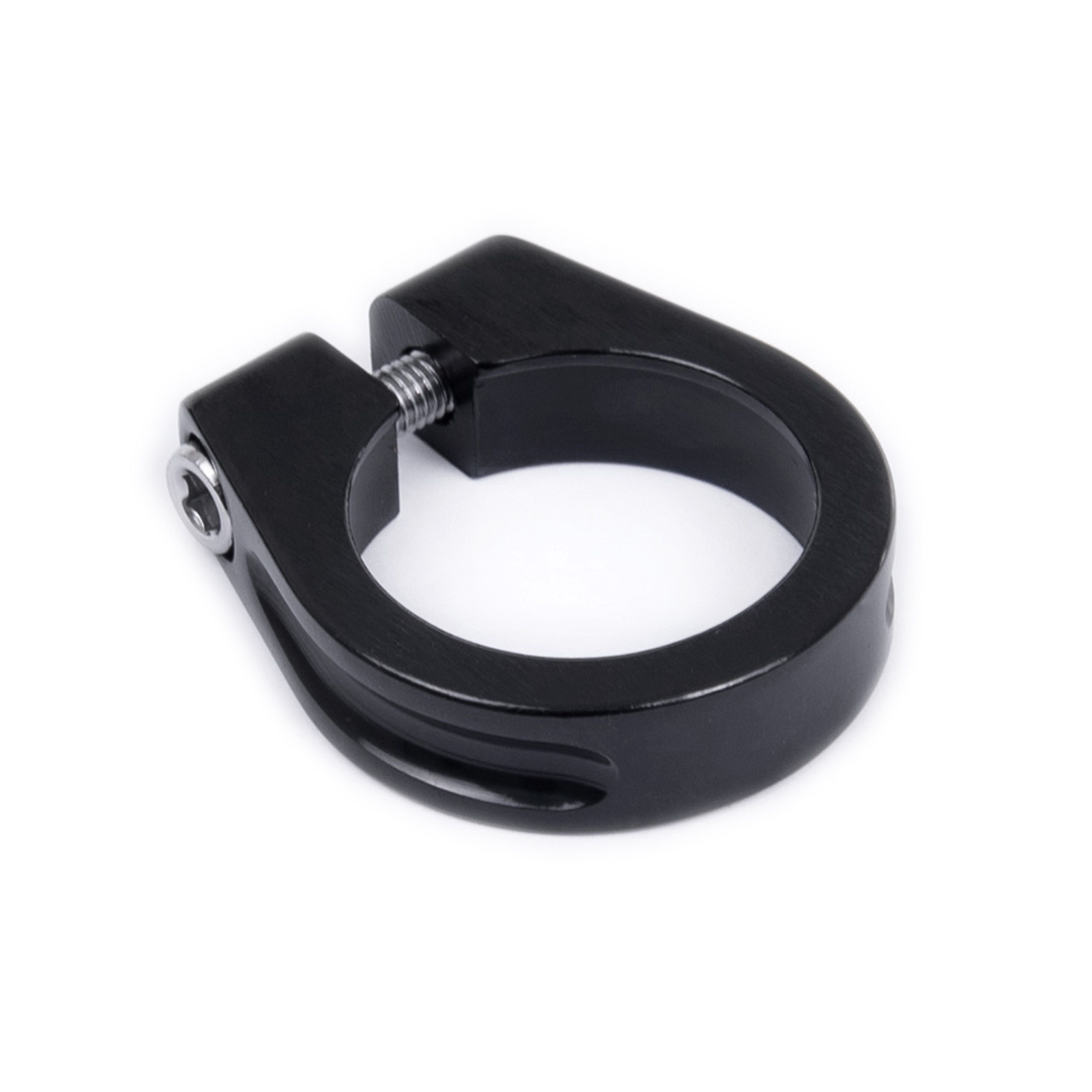 Kinesis UK bike components: bolted seat clamp spares and accessories for bike frames, shown in black with mounting hardware.