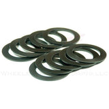 Wheels Manufacturing 24mm crank spacers, 1mm width, pack of 10, for Shimano and SRAM cranksets, shown in image.