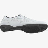 Shimano RC3 road cycling shoes with BOA dial, reflective print, and breathable mesh upper for performance cycling.