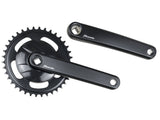 Trek Miranda Pavement MTB crankset in black with 170mm arm length and 38T chainring, designed for reliable power transfer.