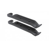 Topeak Free Pack Duo Fixer black bike saddle bag with mounting straps and tyre levers attached, designed for cycling accessories.