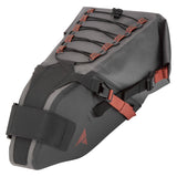 Altura Vortex 12L waterproof cycling seatpack in grey with reflective details, designed for secure bike saddle storage