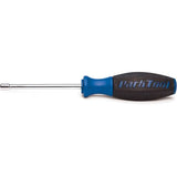 Park Tool SW-17 5mm hex socket spoke wrench for internal nipples on aero rims, shown in a workshop setting.
