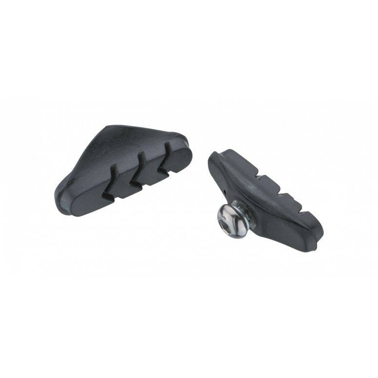 Jagwire Basics road bike brake pads in black, showing durable replacement components for reliable bicycle braking performance.