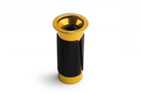 Cane Creek Ancora expander plug for carbon steerer tubes in black and gold, component for bicycle steering systems.