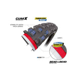 Michelin DH34 downhill bike park tyre with tubeless ready design and Gum-X technology, suitable for mountain biking components.