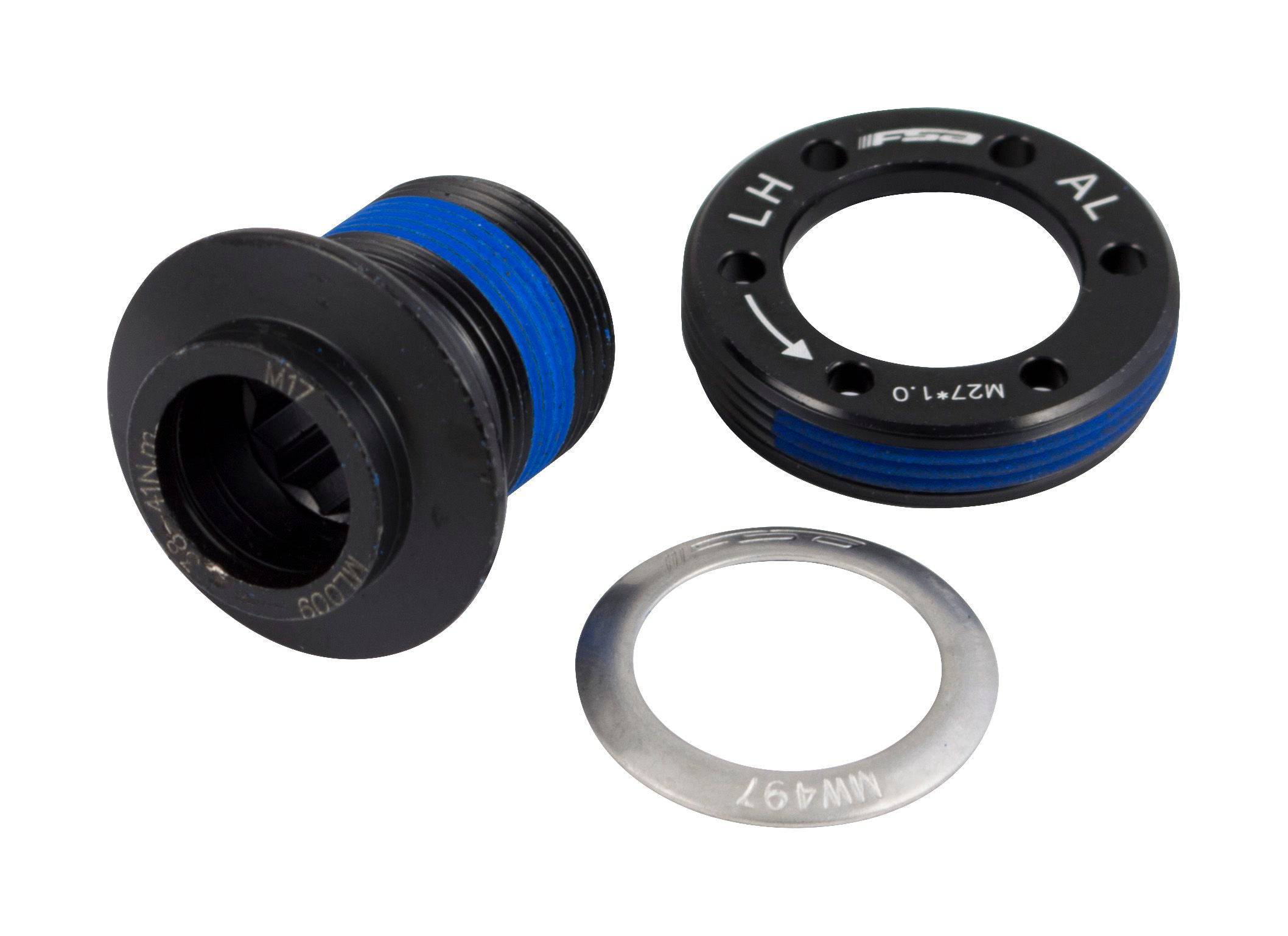 FSA MegaExo modular right arm crank bolt M17 replacement for QR-20 bike cranksets, close-up of the metal component.