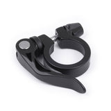 Upgrade Kinesis quick release seat clamp 31.8mm in black, showcasing tool-free adjustment and secure fit on bicycle components.