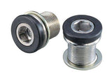 Pair of FSA Steel Crank Bolts for ISIS splined cranksets, durable bike components for secure fastening.