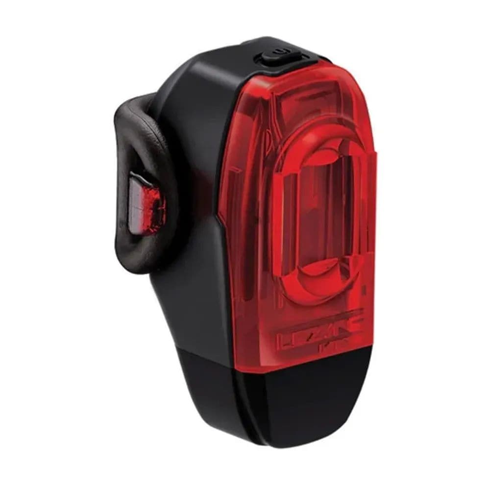 Lezyne KTV Drive+ rear bike light in black with 40 lumens, USB rechargeable, waterproof, mounted on a bike for visibility.