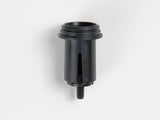 Black Bontrager Transmitr Micro Remote bar end mount for wireless MicroRemote components on bicycle handlebars.