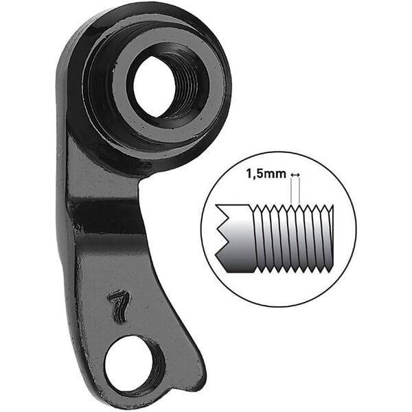 M Part gear hanger for Bulls bikes, replacement M12 1.5 component, mounted on bike frame, black metal gear hanger.