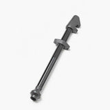 Black DT Swiss tubeless valve with aerodynamic dust cap for 49-65mm deep rims, components for bicycle wheel setup.