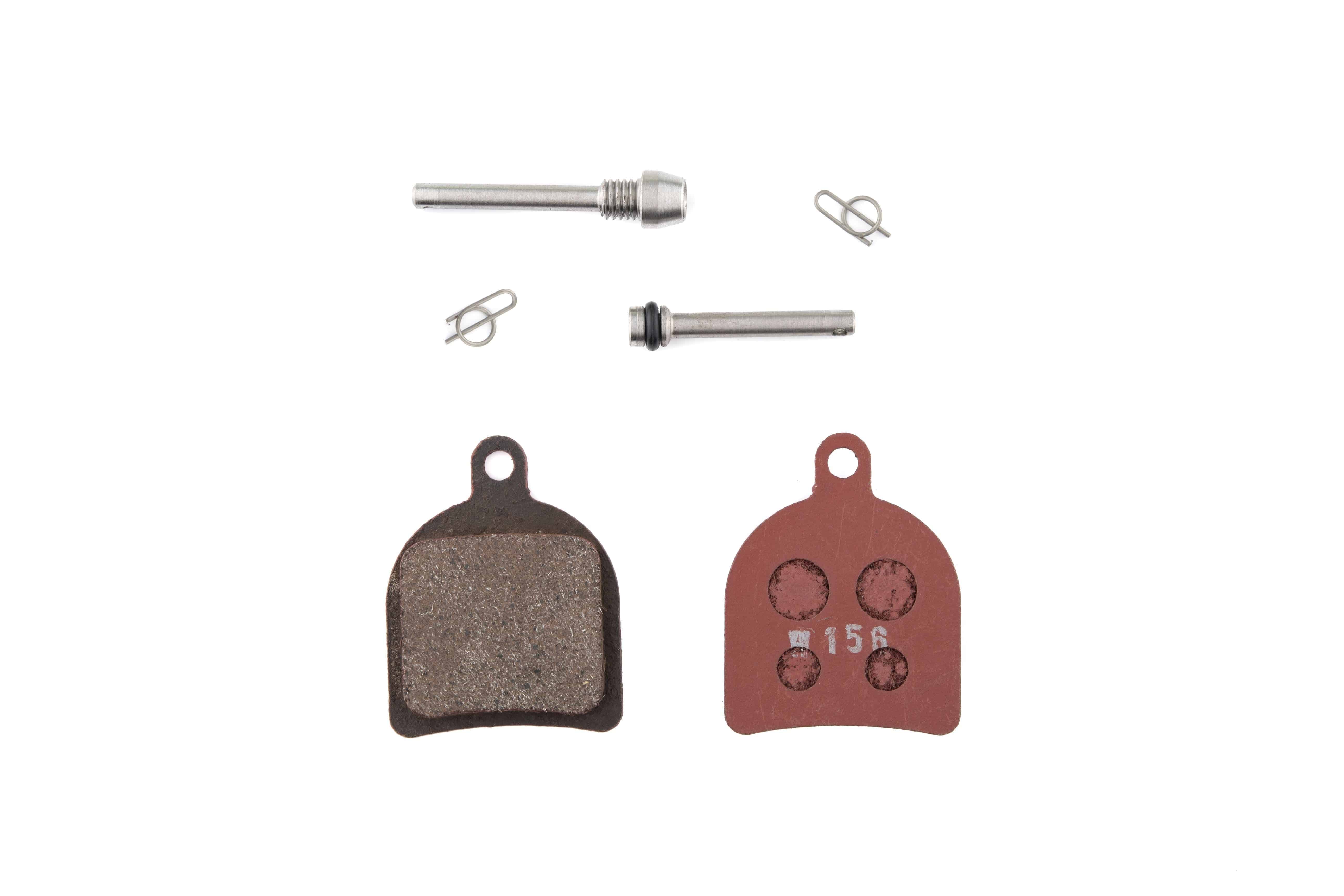 Hope all weather compound disc brake pads for bike components, shown in a close-up image highlighting their design and material.