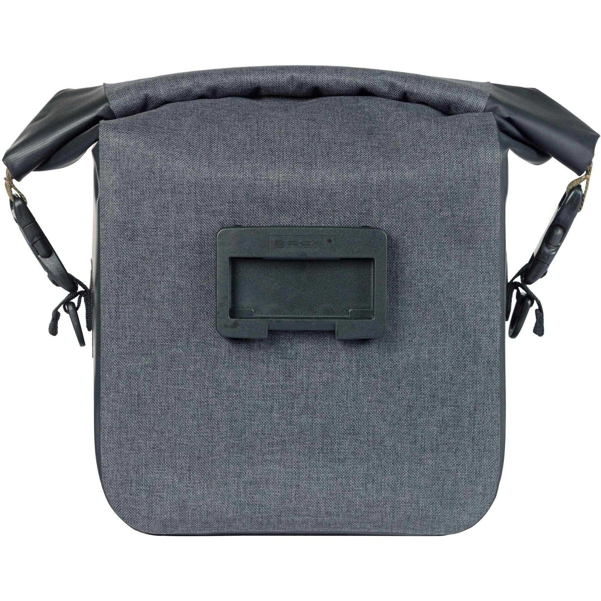 Basil Navigator Storm KF handlebar bag in waterproof black with reflective logos, 10-11L capacity for cycling accessories